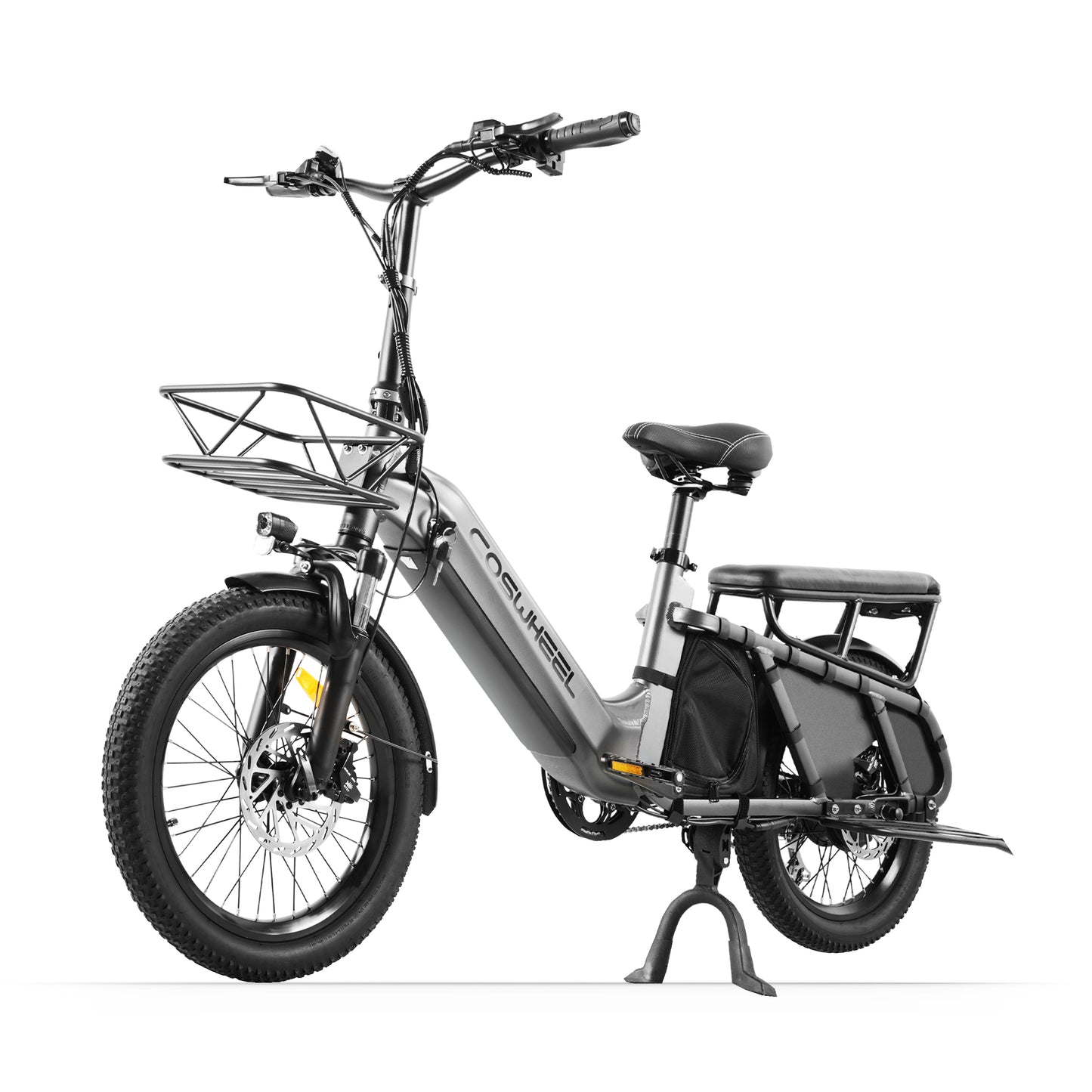 COSWHEEL HQ20 Electric Cargo Bike 60N.m torque, can climb 35° slope, free front cargo basket, free bag, free cushions, free running boards, torque sensor ebike