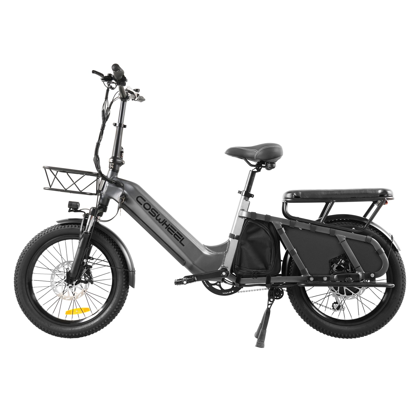 COSWHEEL HQ20 Electric Cargo Bike 60N.m torque, can climb 35° slope, free front cargo basket, free bag, free cushions, free running boards, torque sensor ebike