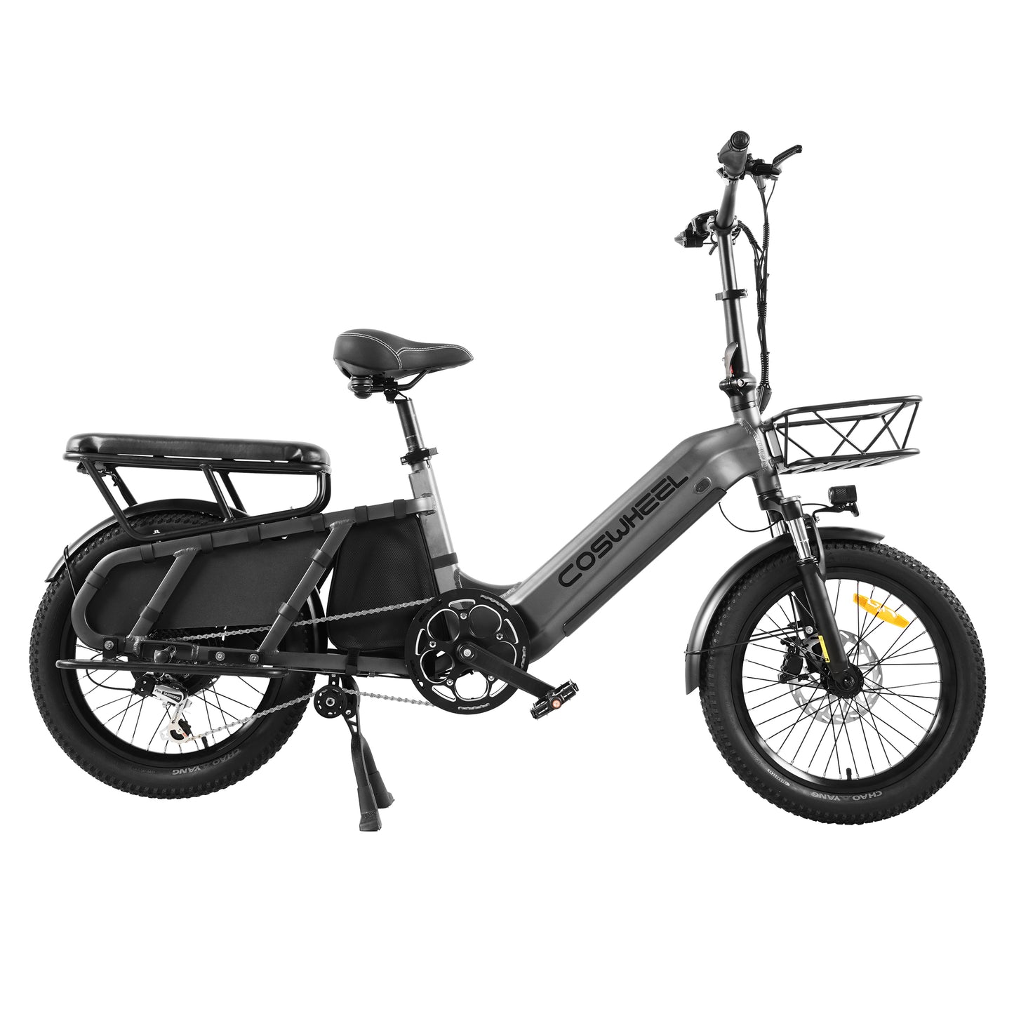 COSWHEEL HQ20 Electric Cargo Bike 60N.m torque, can climb 35° slope, free front cargo basket, free bag, free cushions, free running boards, torque sensor ebike