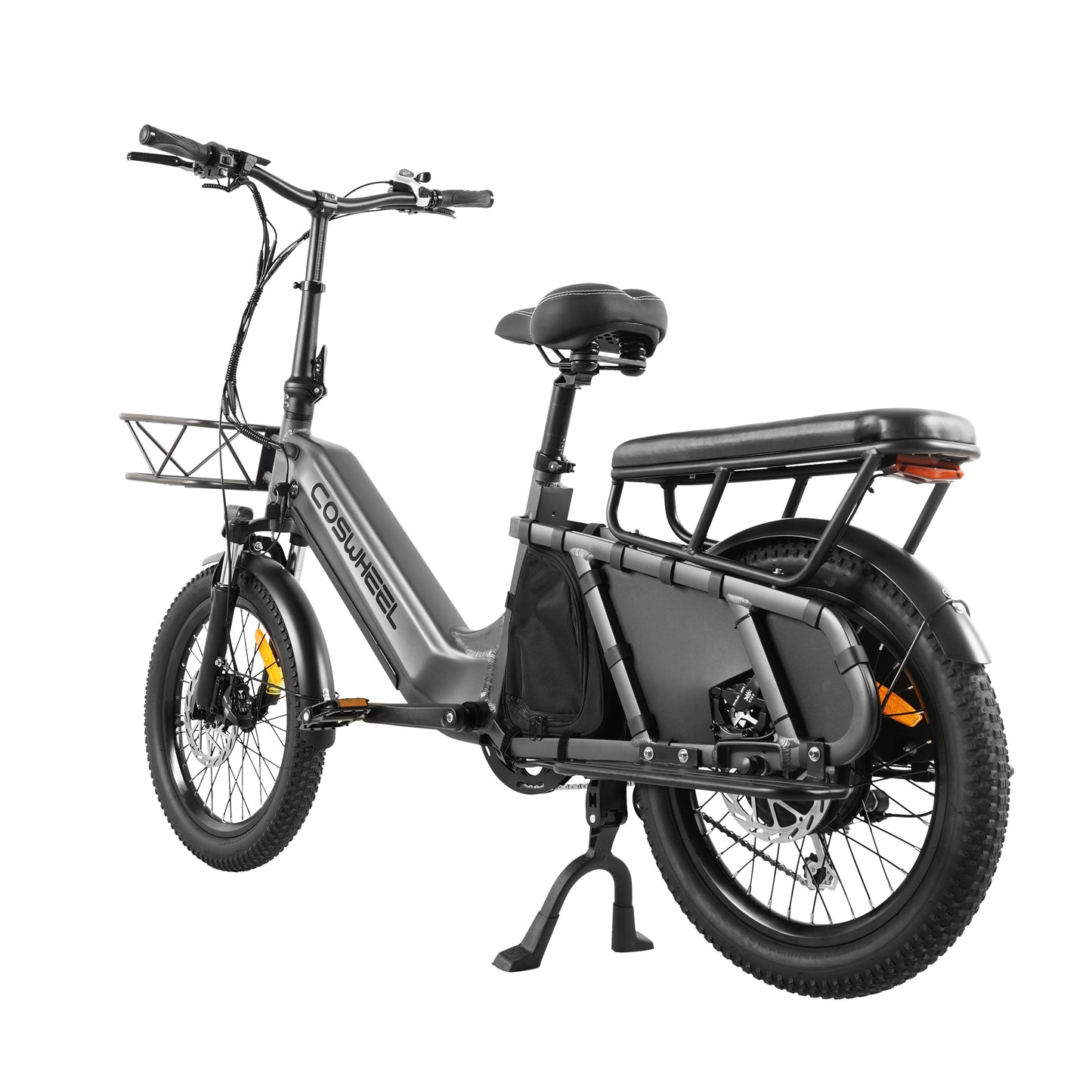 COSWHEEL HQ20 Electric Cargo Bike 60N.m torque, can climb 35° slope, free front cargo basket, free bag, free cushions, free running boards, torque sensor ebike