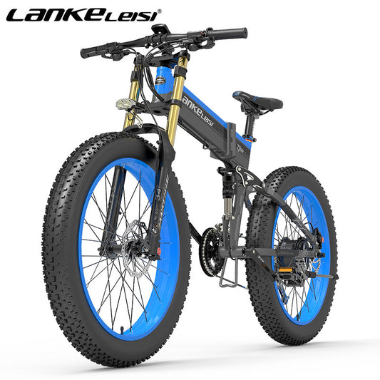 LANKELEISI Electric Bike 26 Inch 4.0 Fat Tire Off-Road Electric Bike 1000W Men's Mountain Bike Snow Bike 48V17.5AH Ebike